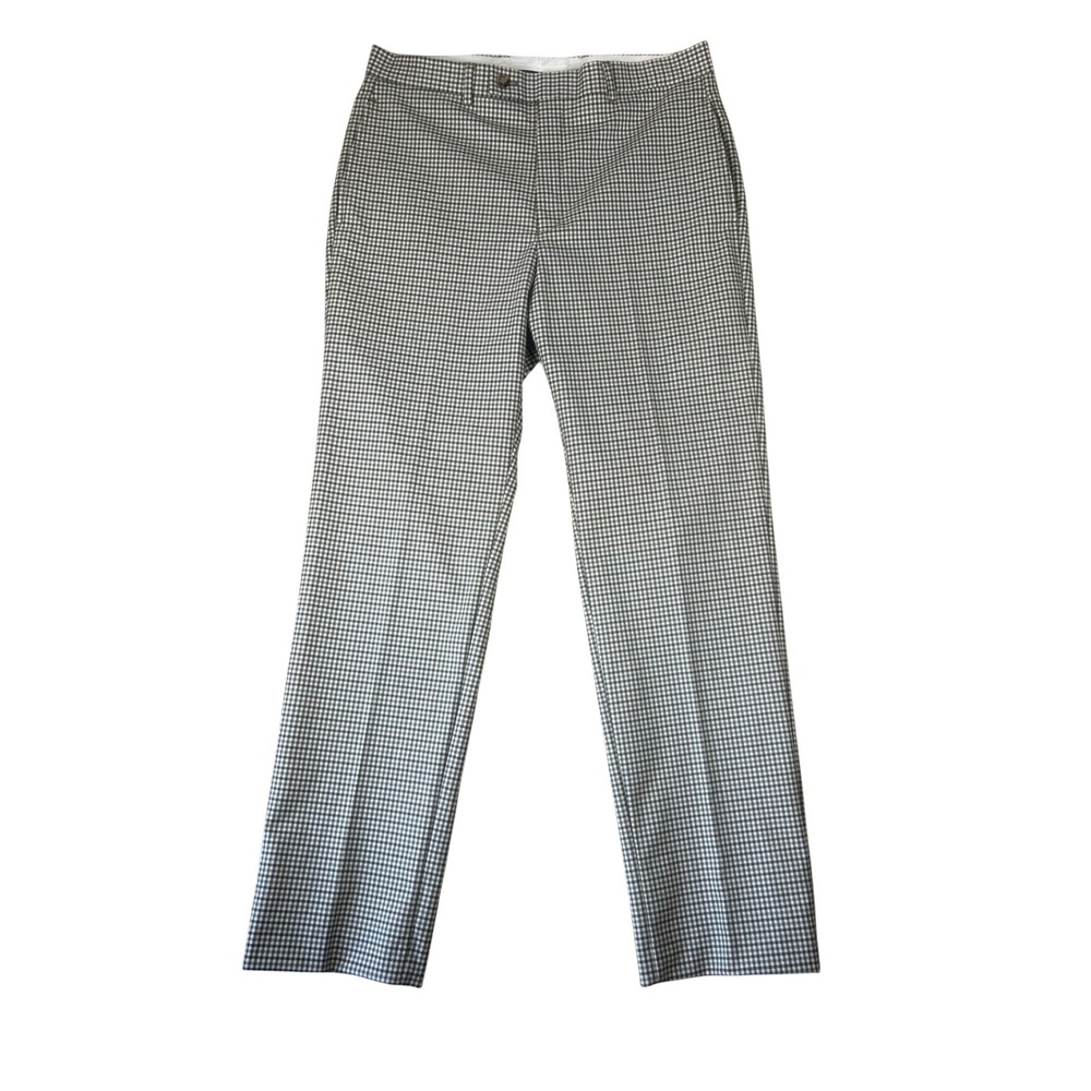 Lauren Ralph Lauren Mens Brown Gingham Check Dress Pants 33W x 32L Stretch Slim